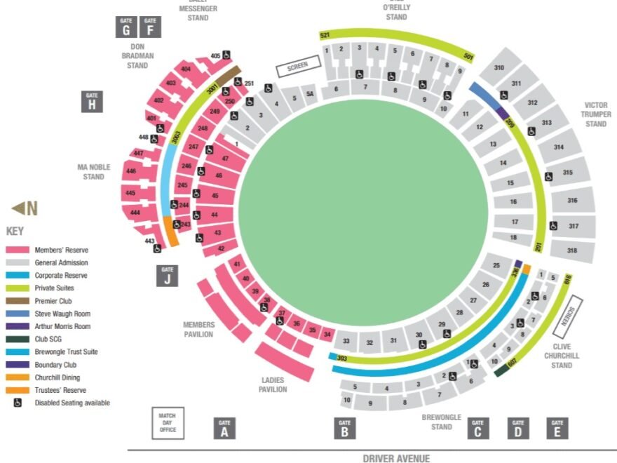 Sydney cricket ground Australia seating chart