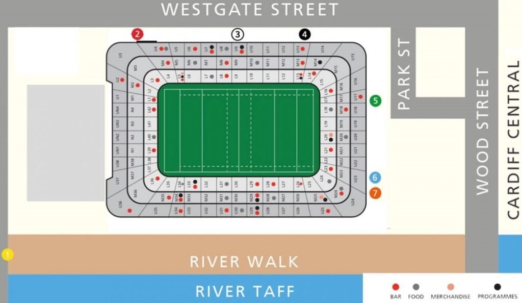 Cardiff Principality Stadium Seating Plan Rows Parking Map Ticket Prices   Millennium Principality Stadium Seating Plan With Rows 1024x594 