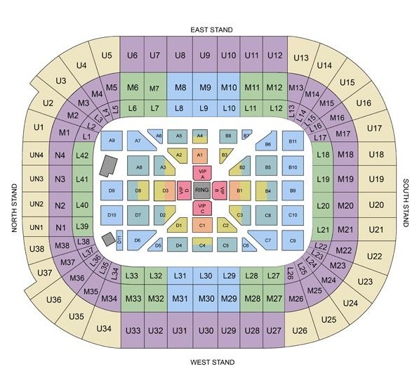 Millennium Principality Stadium Seating Plan for Boxing with rows