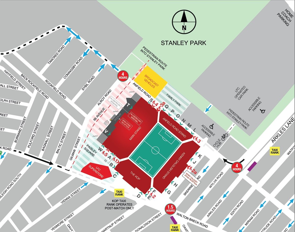Anfield Stadium Parking Map