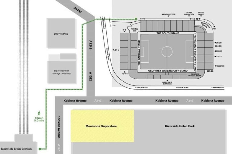 Carrow Road Stadium Seating Plan,Ticket Price and Booking,Parking Map