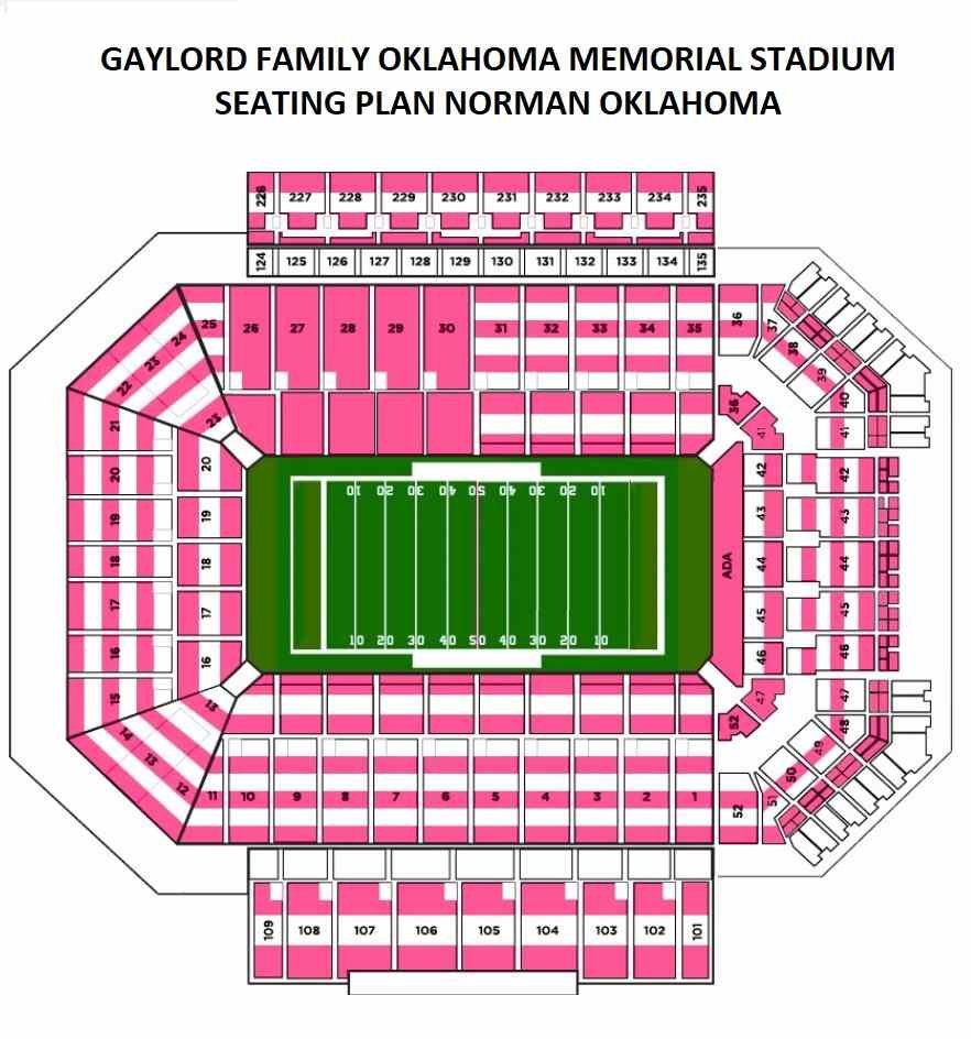 Oklahoma Memorial Stadium Seating Plan Ticket Price Parking Map
