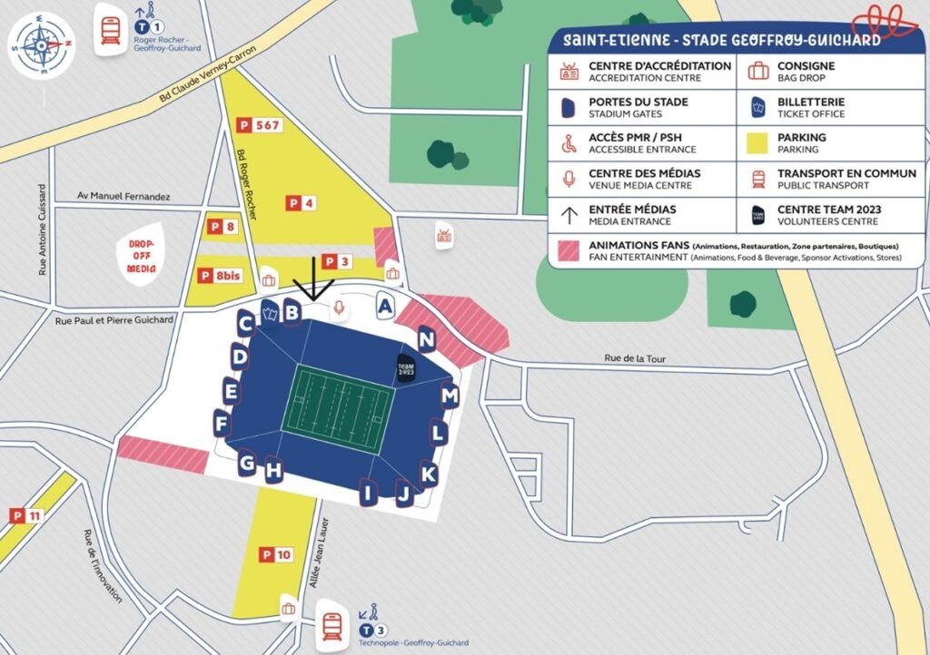 Stade Geoffroy Guichard Seating Plan with Seat Number, Saint-Etienne ...