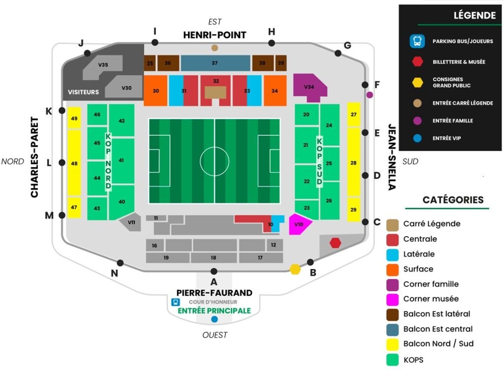 Stade Geoffroy Guichard Seating Plan With Seat Number, Saint-Etienne ...