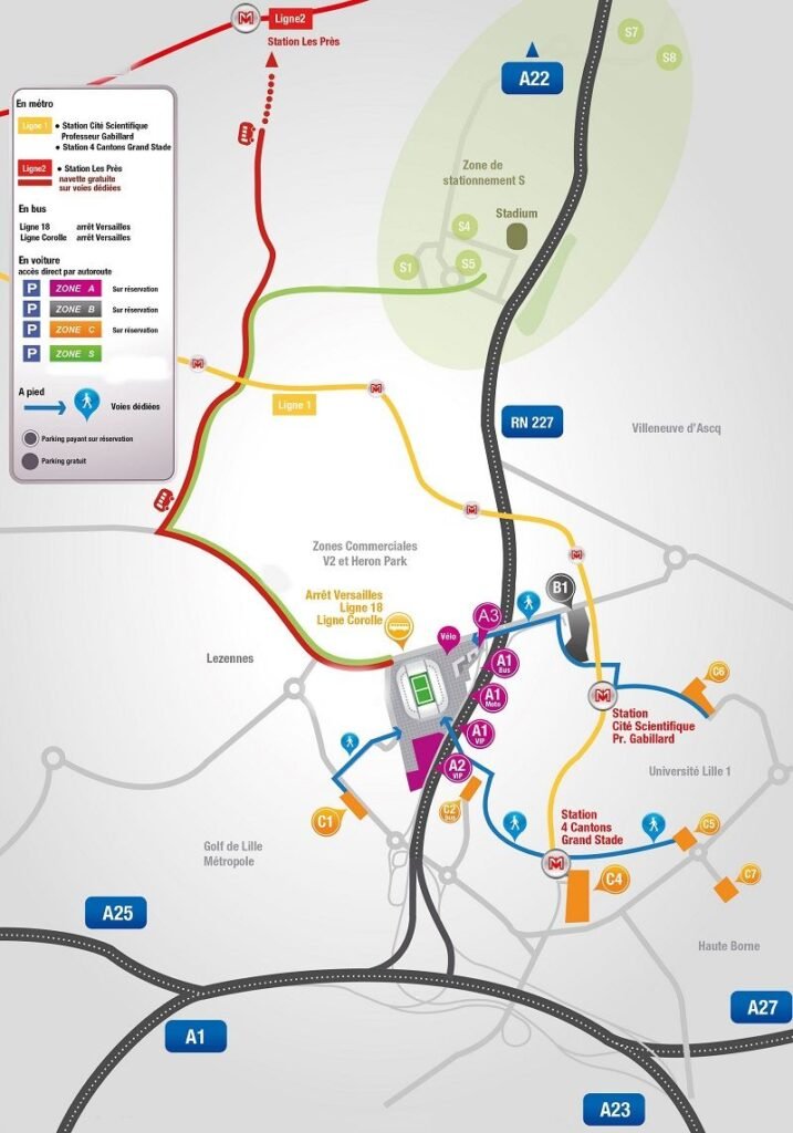 Stade Pierre Mauroy Stadium Parking Plan Map