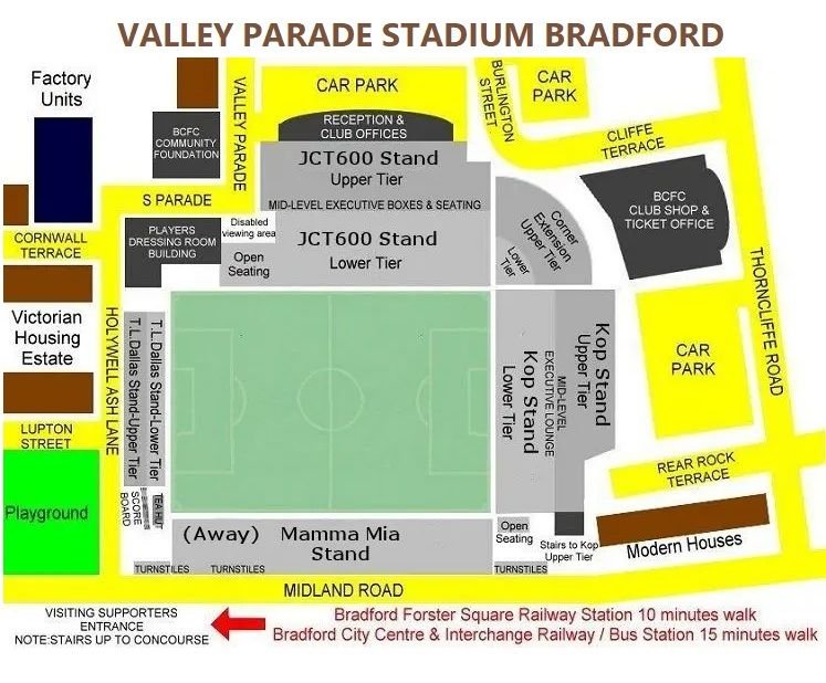 Valley Parade Stadium Seating Plan,Ticket Price, Booking, Parking Map