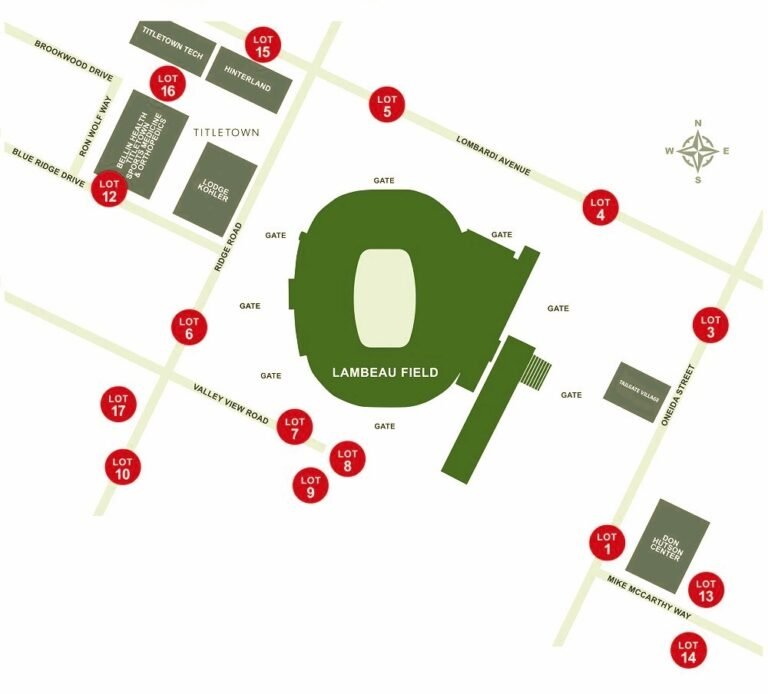 Lambeau Fiels Parking Map Green Bay 768x694 
