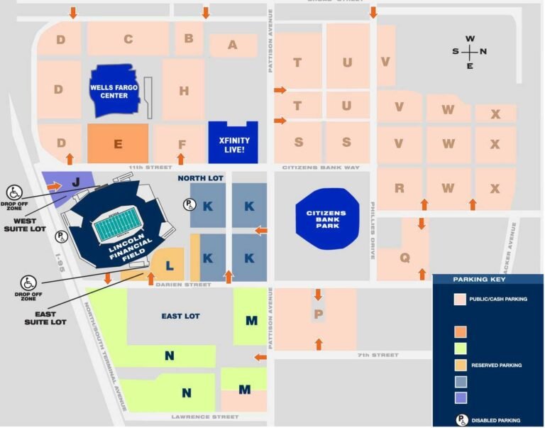 Lincoln Financial Field Seating Plan, Ticket Price and Booking,Parking Map