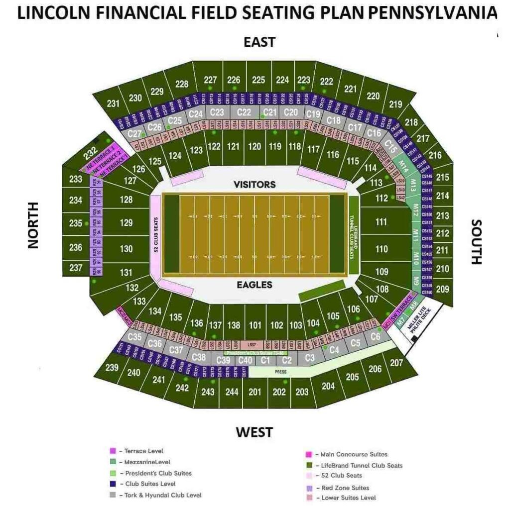 Lincoln Financial Field Seating Plan, Ticket Price and Booking,Parking Map