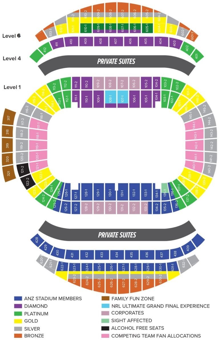 Accor Stadium Seating Map 2023 with Rows, Parking Map, Ticket Price