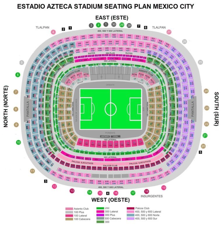 Estadio Azteca Seating Plan Ticket Price Booking Parking Map