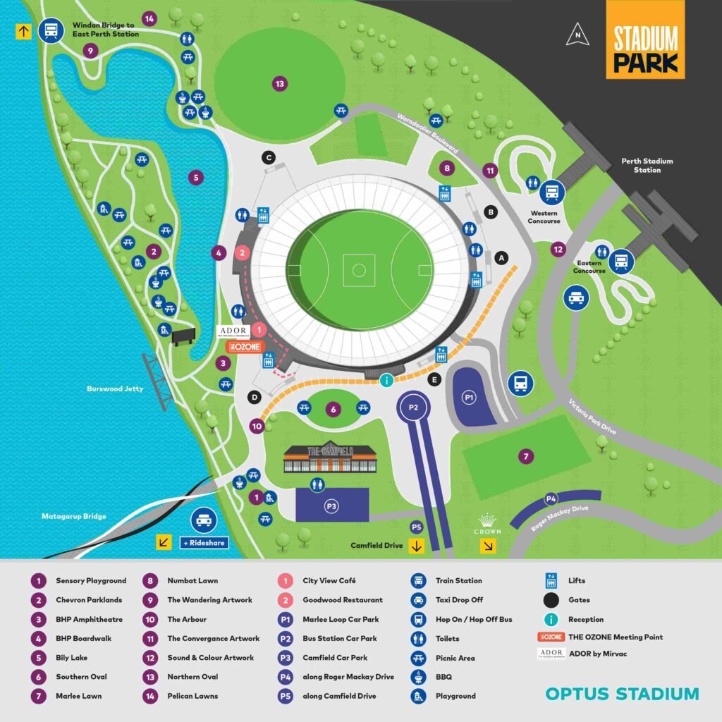 Perth Optus Stadium Seating Map 2024 with Rows, Parking Map, Tickets