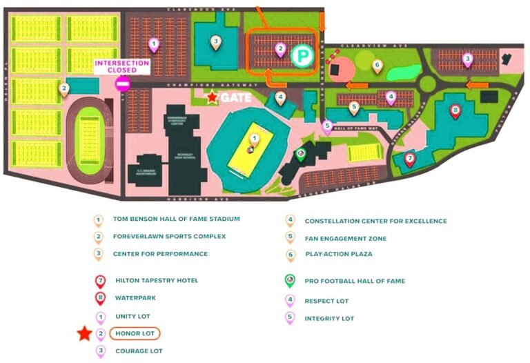 Tom Benson Hall of Fame Stadium Seating and Parking Map, Ticket Booking