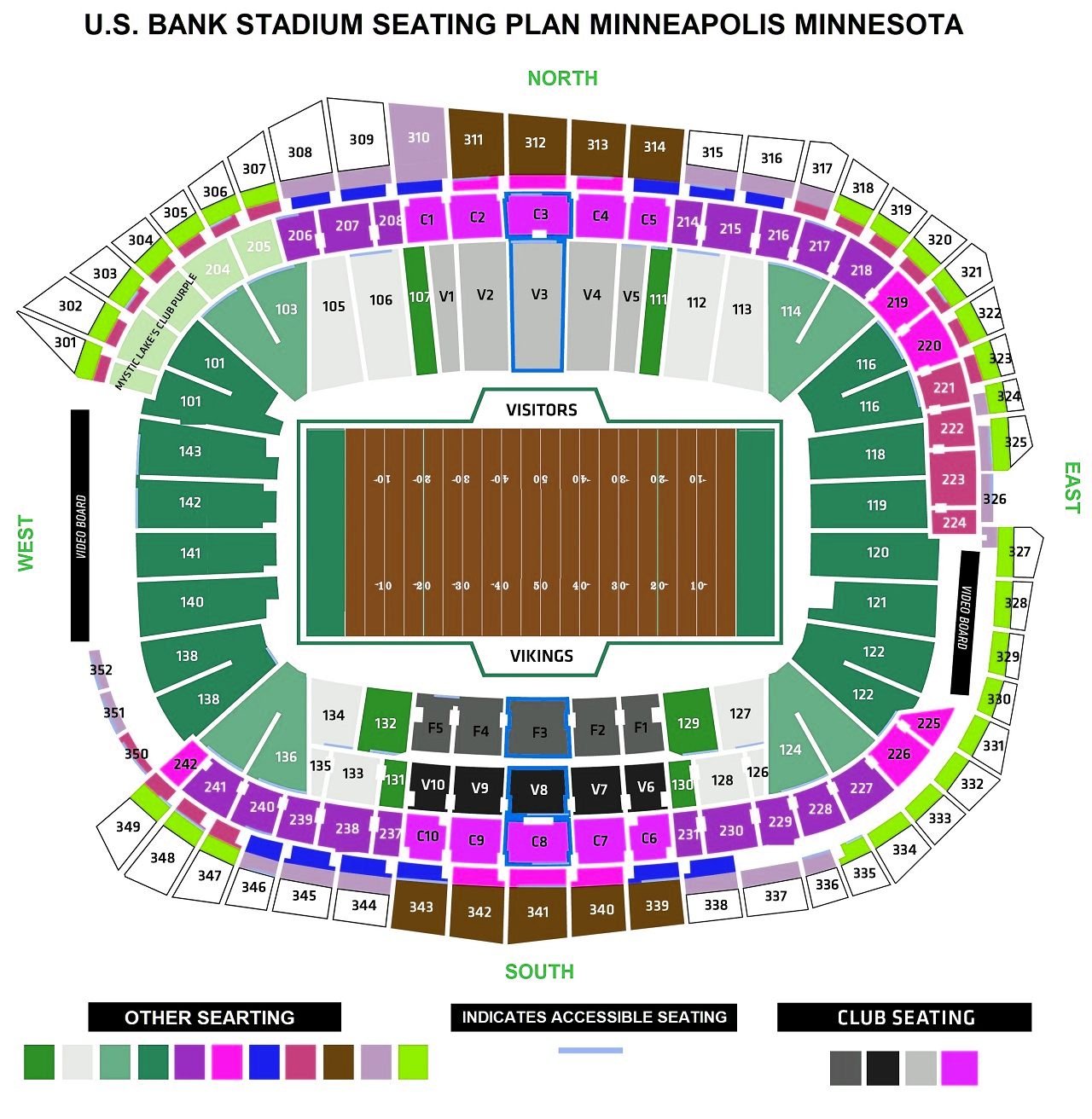 US Bank Stadium Seating Chart, Ticket Price, Booking, Parking Map