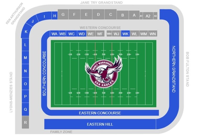 4 Pines Park Stadium Seating Map 2024 With Rows Parking Tickets Price   4 Pines Park Brookvale Seating Map 768x522 