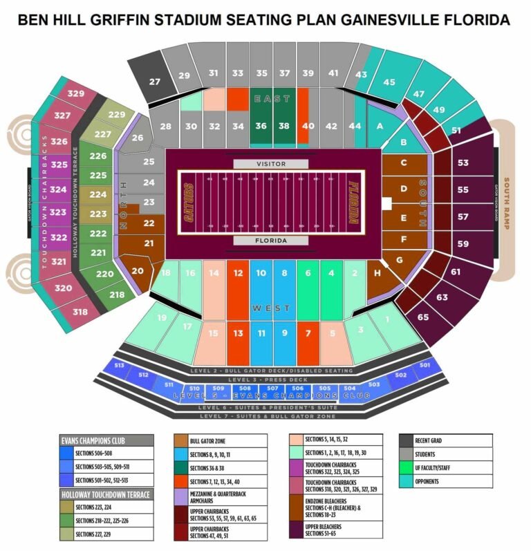 Ben Hill Griffin Stadium Seating Plan, Parking Map, Ticket Price and ...