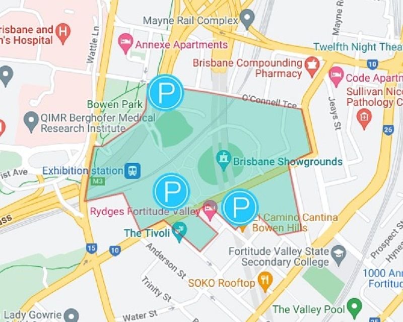 Brisbane exhibition ground Parking Map Australia