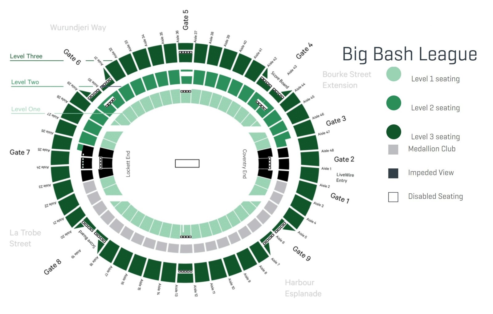 Marvel Stadium Seat Chart with Rows for BBL
