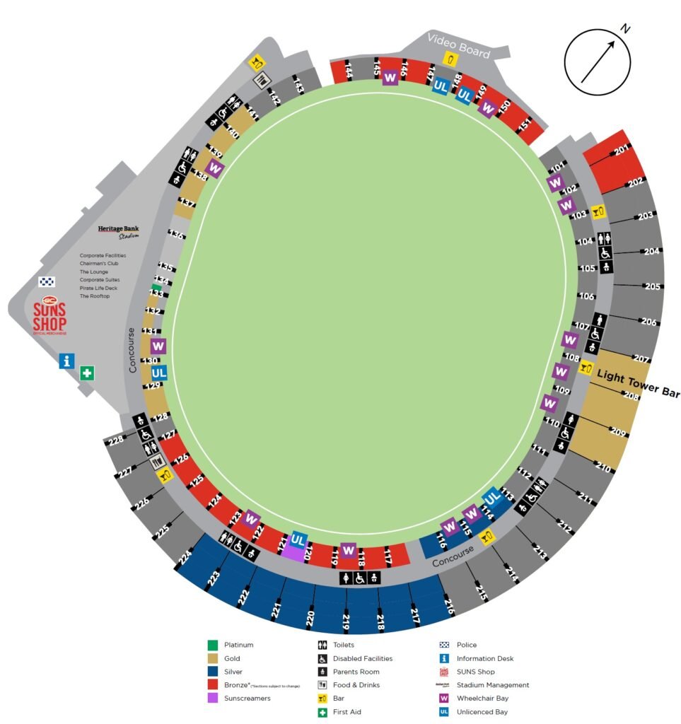 Heritage Bank Stadium Seating Map 2024 with Rows, Parking Map, Tickets