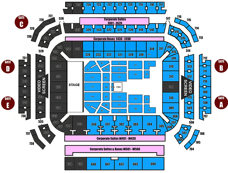 Lang Park Suncorp Stadium Seating Plan with Rows for Concerts