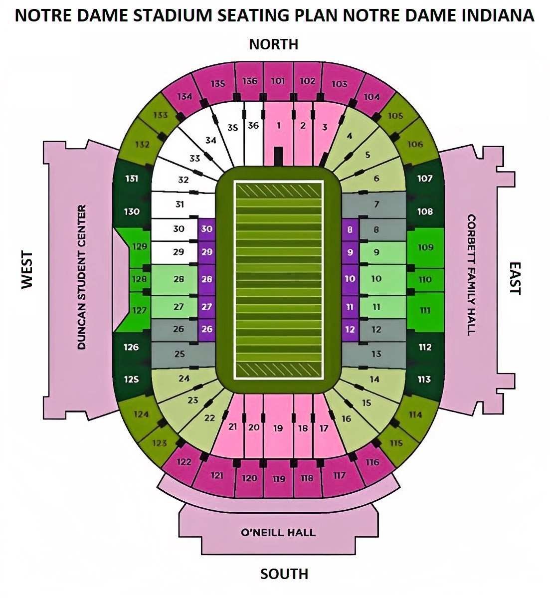 Notre Dame Stadium Seating Map Parking Map Ticket Price Booking