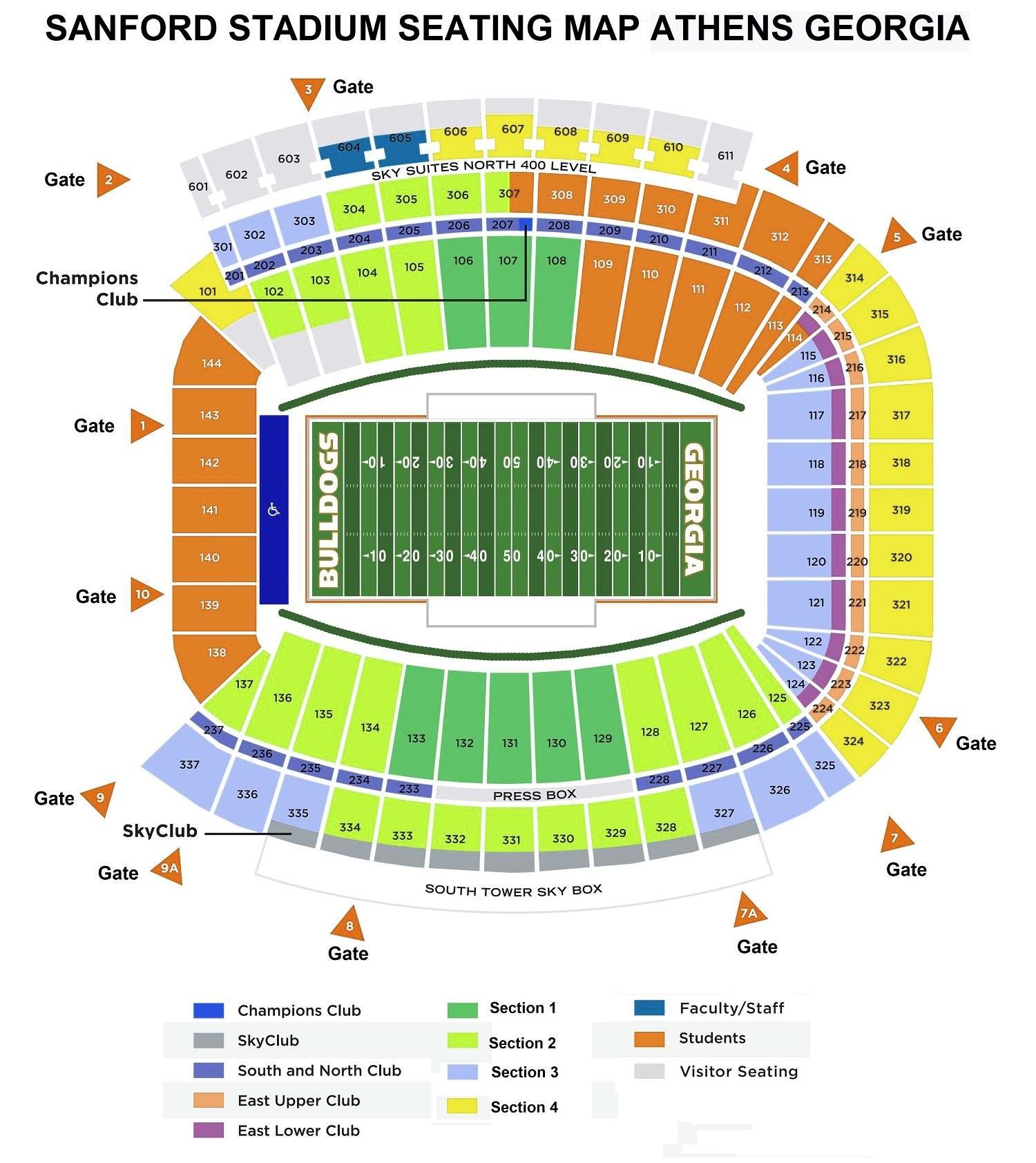 Sanford Stadium Seating Plan Ticket Booking Parking Map