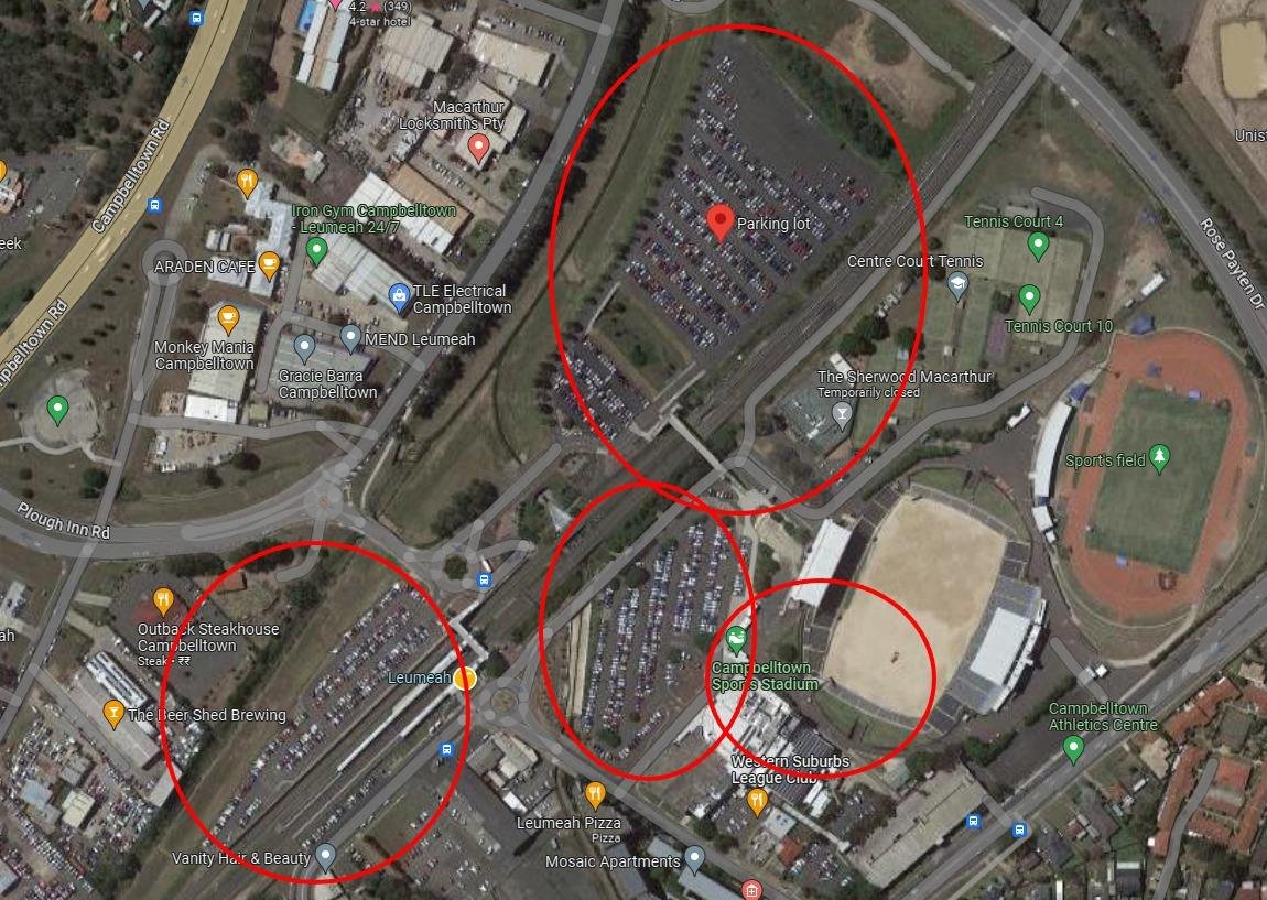 Campbelltown Sports Stadium Parking Map