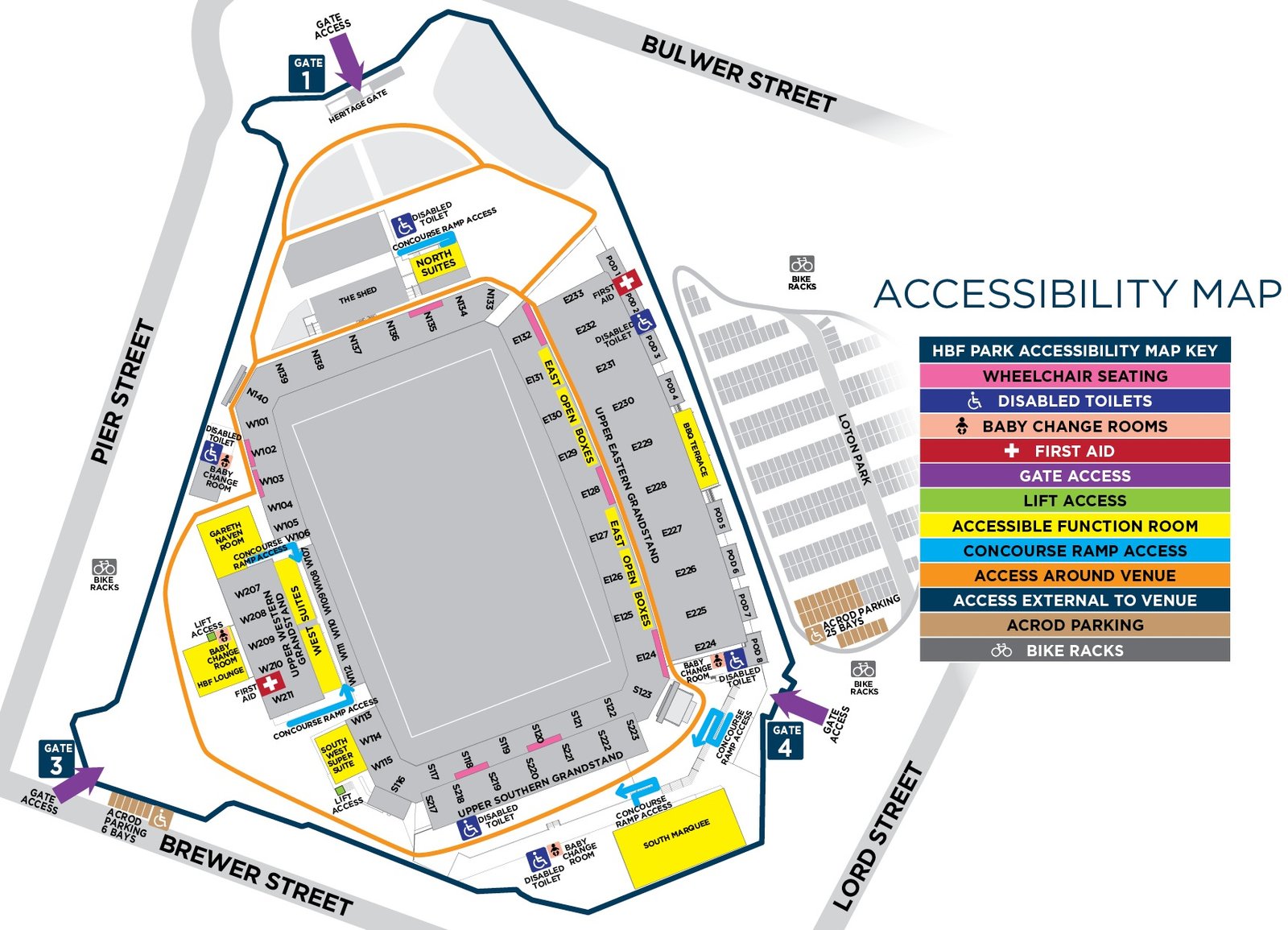 Perth Rectangular Stadium HBF Park stadium Detailed Accessibility Map