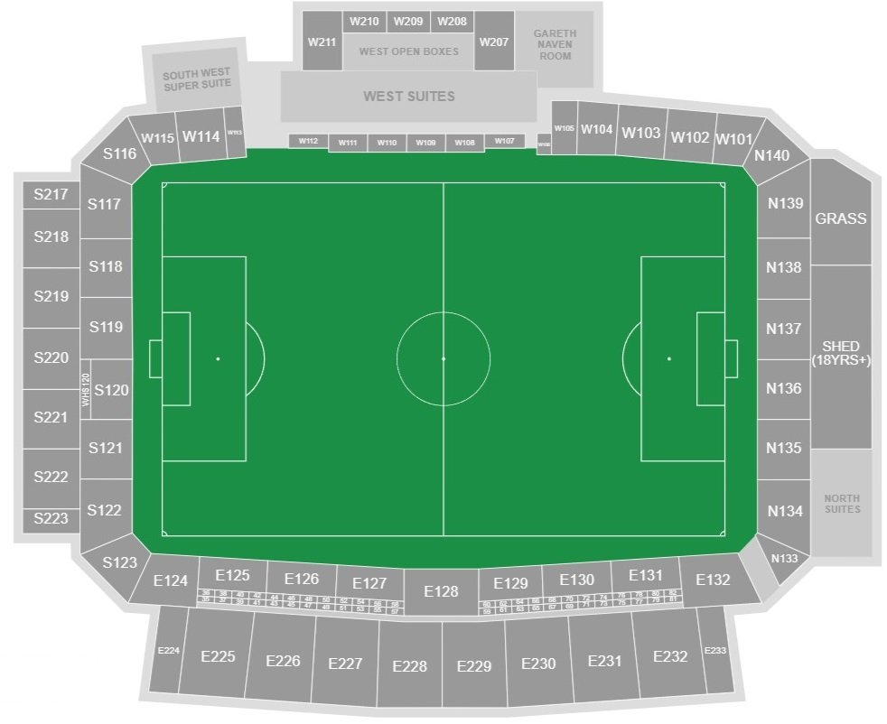 HBF Park Perth Rectangular Stadium Seating Plan