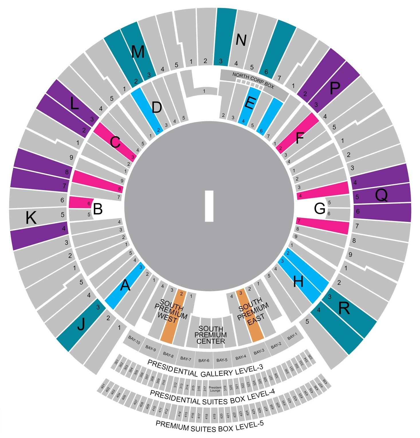 Narendra Modi Stadium Seating Plan with Rows and Stands