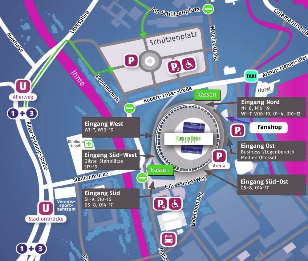 Niedersachsenstadion Parking Map Hanover Germany