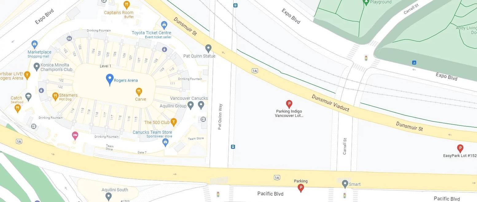 Rogers Arena Parking Map Vancouver