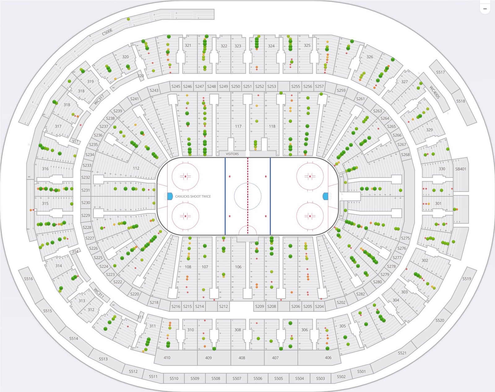 Rogers Arena Seating Chart with Seat Numbers and Rows