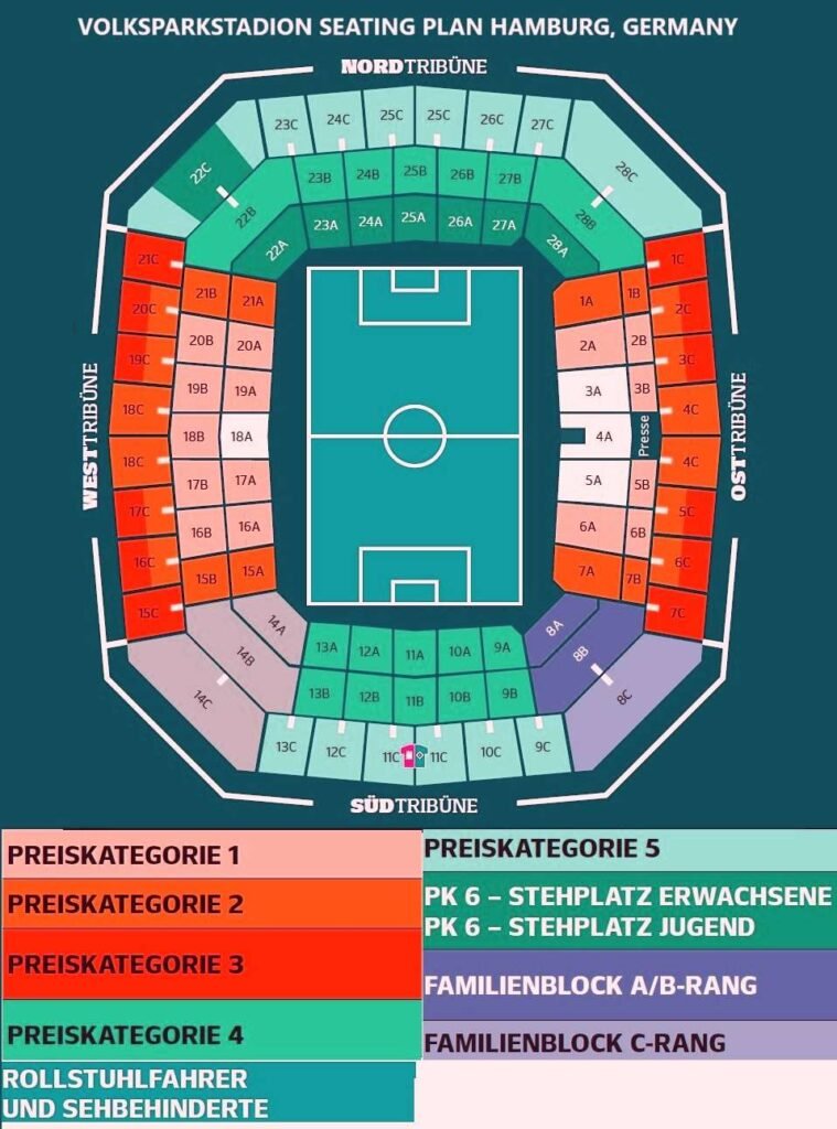 Volksparkstadion Seating Plan Hamburg, Germany