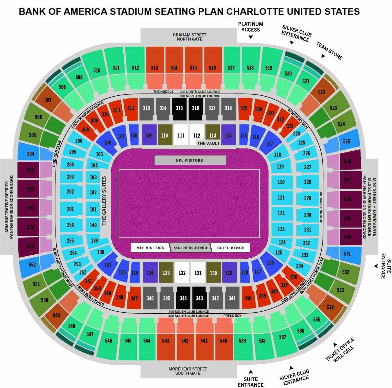 Bank of America Stadium Seating Chart, Parking Map, Ticket Price, Booking