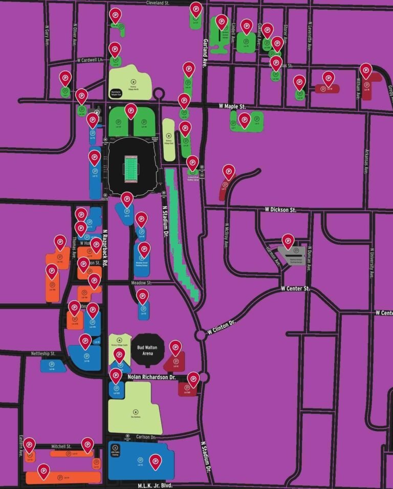 Donald W. Reynolds Razorback Stadium Seating Chart, Parking Map, Ticket