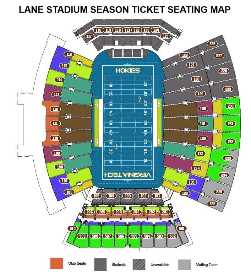 Lane Stadium Season Seating Map Blacksburg, Virginia, United States 