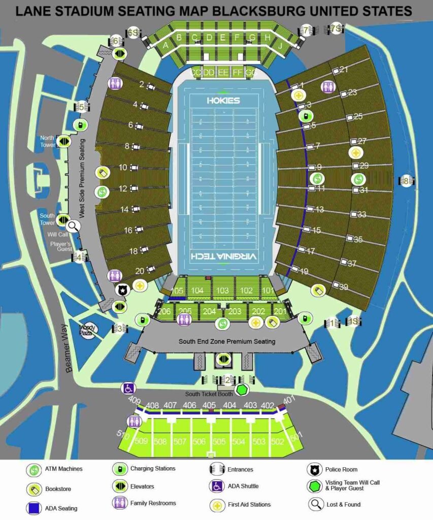 Lane Stadium Seating Map Blacksburg, Virginia, United States 