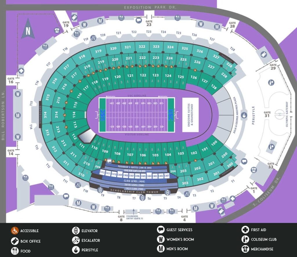 Los Angeles Memorial Coliseum Seating Plan California, United States