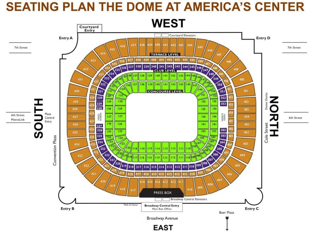 The Dome At America’s Center Seating Plan St. Louis, United States