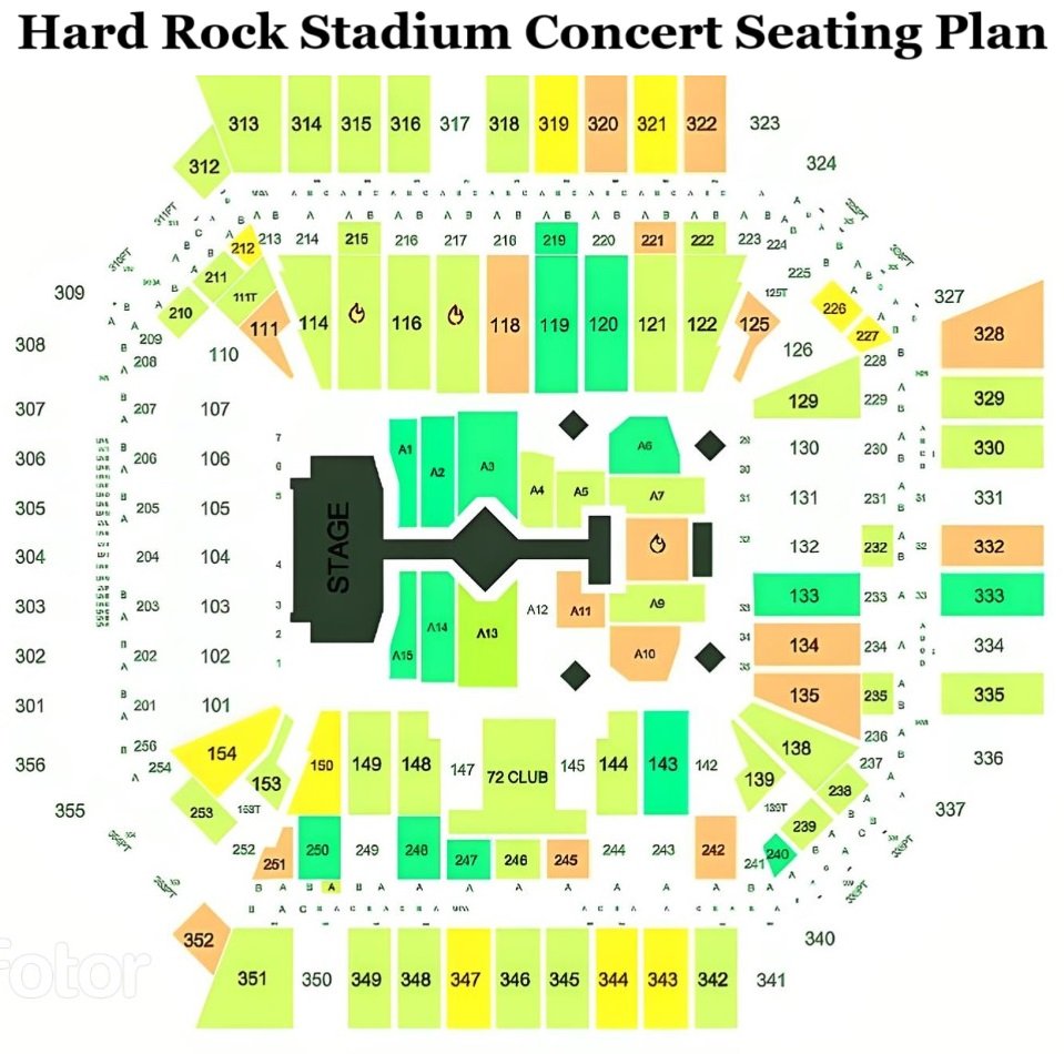 Hard Rock Stadium Concert Seating Plan Miami Gardens