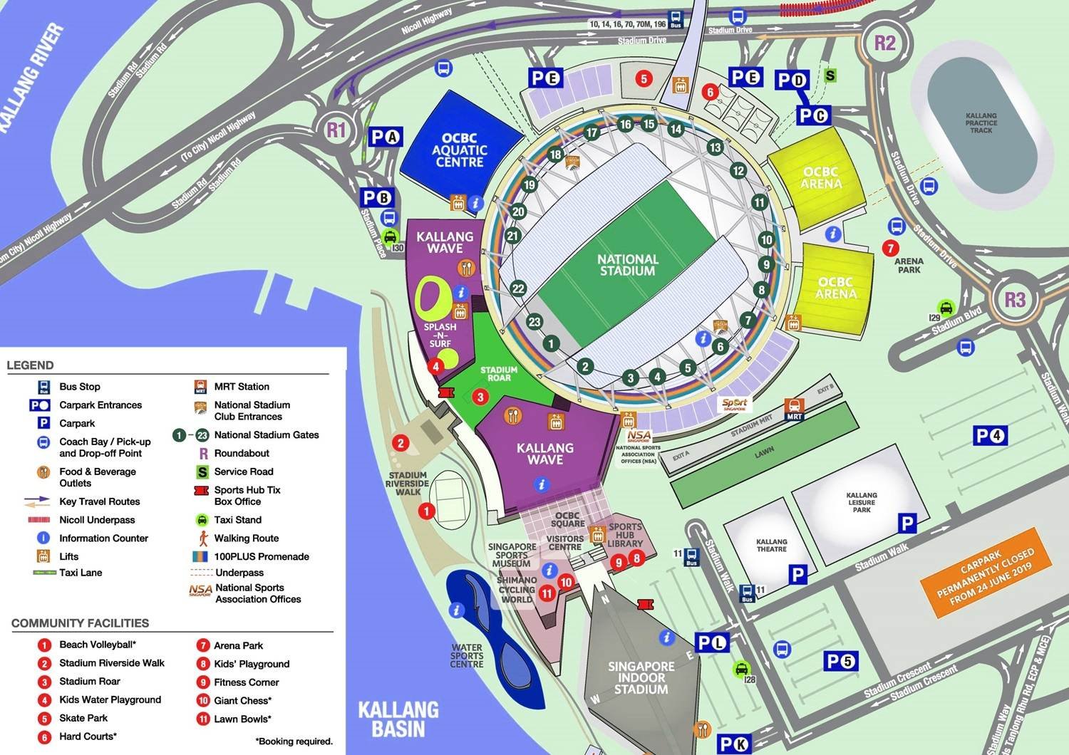Singapore National Stadium Parking Map Kallang