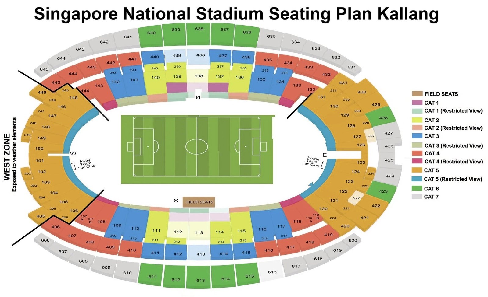 Singapore National Stadium Seating Plan with seat numbers