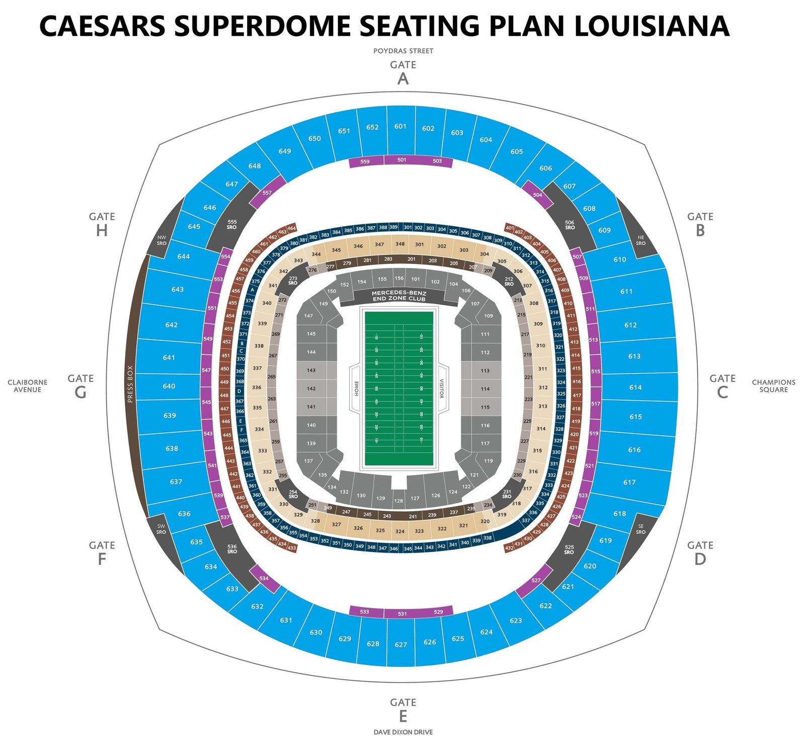 Caesars Superdome Seating Plan New Orleans, Louisiana