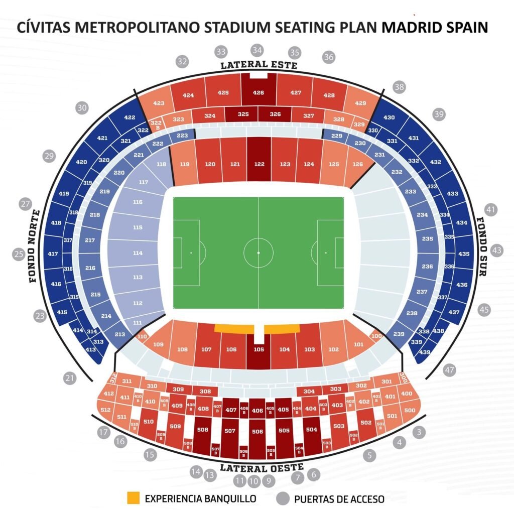 Estadio Cívitas Metropolitano Seating Map, Ticket Price, Parking Map