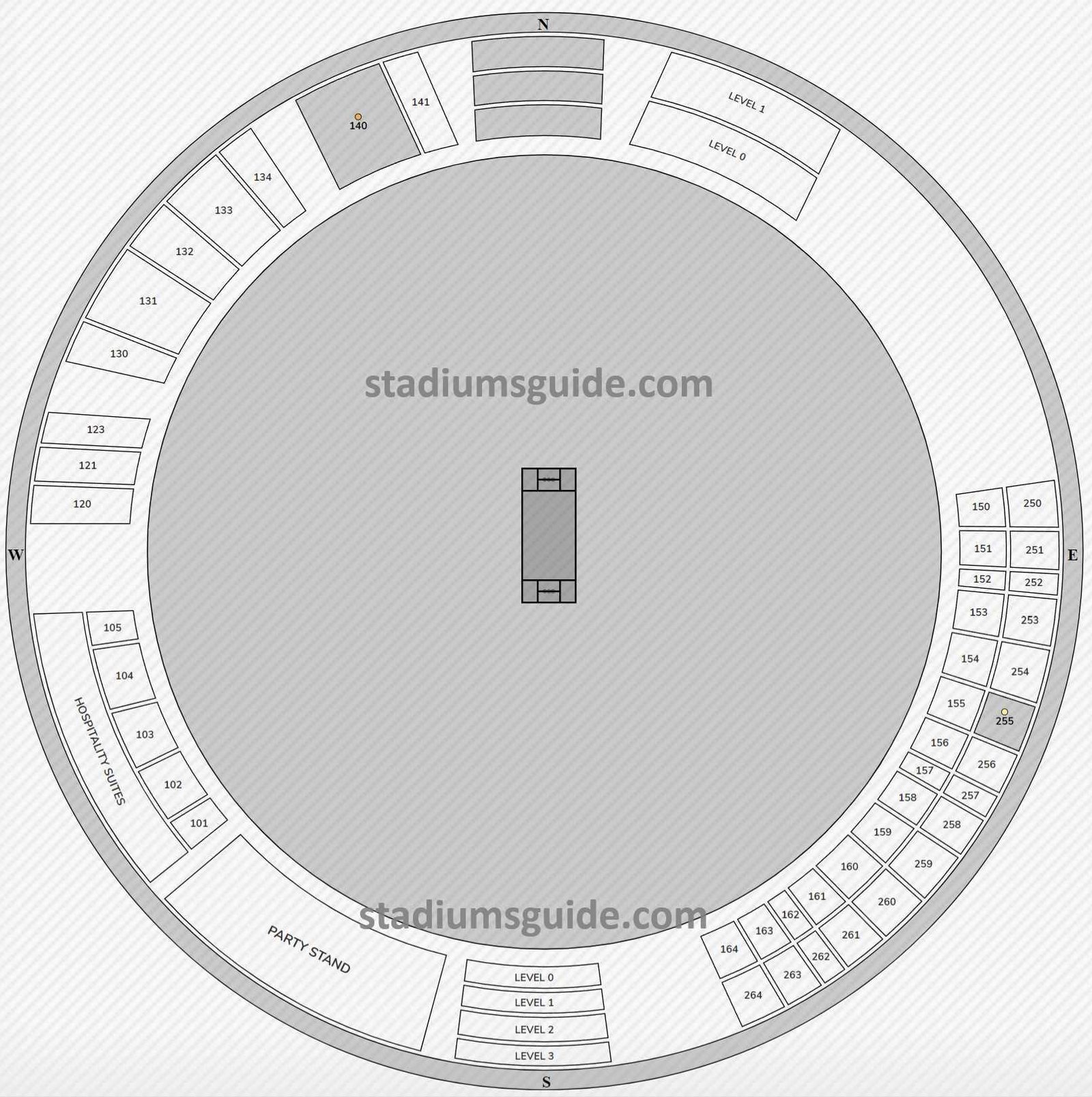 Arnos Vale Stadium Seating Plan with Seat Numbers and Rows