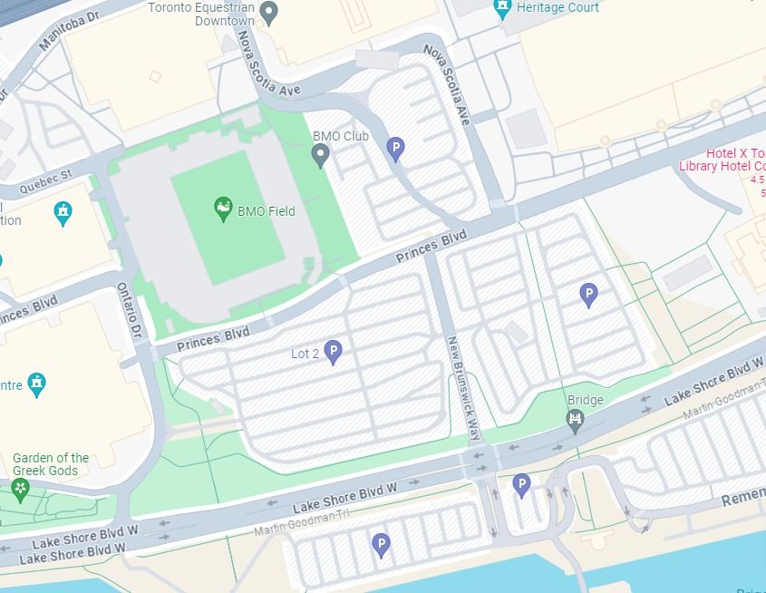 BMO Field Parking Lot Location Map