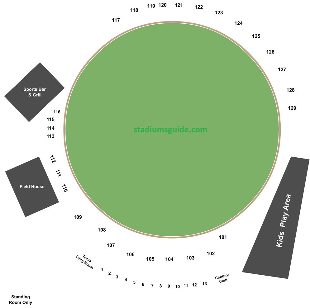 Grand Prairie Stadium Seating Chart with Seat Numbers