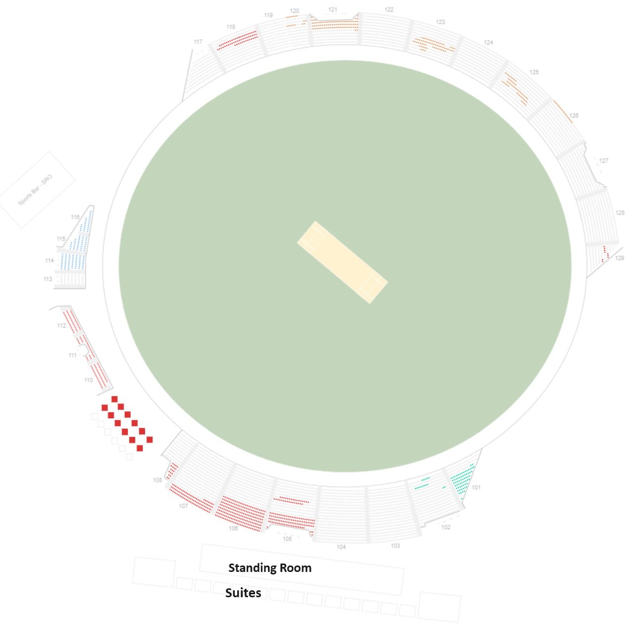 Grand Prairie Stadium Texas Seating Chart with Seat Numbers and Stands