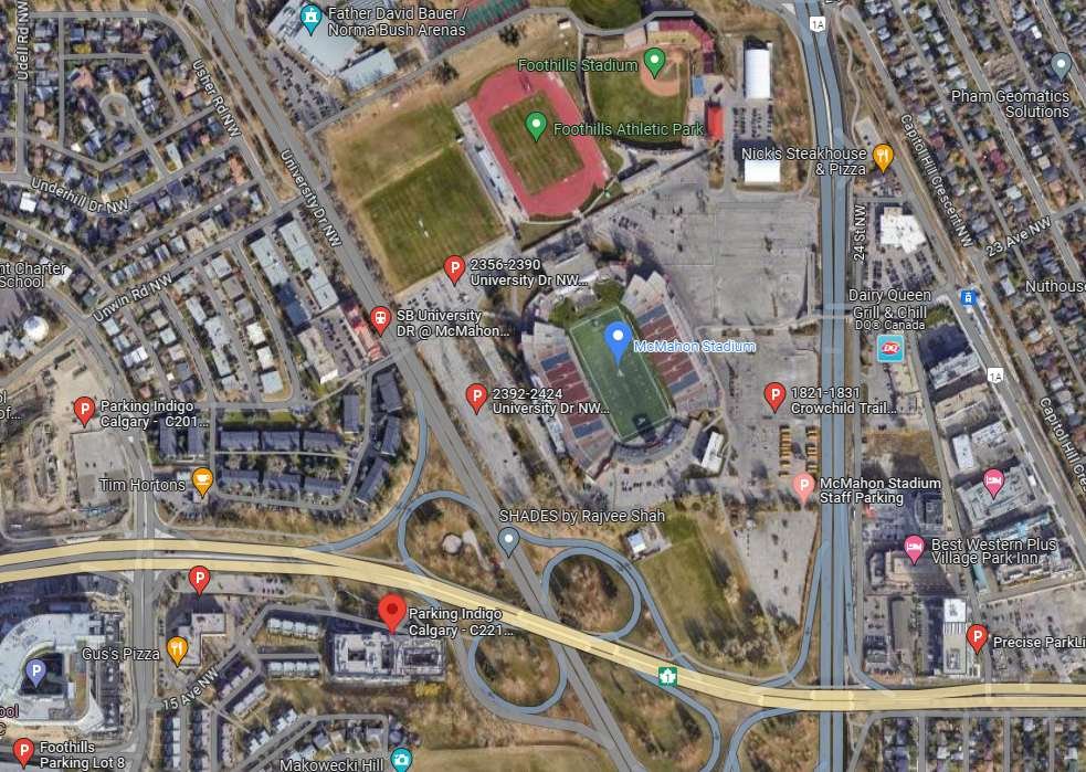 McMahon Stadium Paring Map